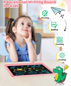 Alternative view of KOKODI 12 Inch LCD Writing Tablet with Anti-Lost Stylus, Erasable Doodle Board Colorful Toddler Drawing Pad, Car Travel School Games Toys for 3 4 5 6 7 8 Kids, Birthday Gift for Girls Boys Adults Pink