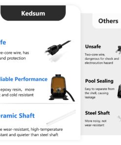 KEDSUM 880GPH Submersible Water Pump(3500L/H, 100W), Ultra Quiet Water Pump with 11.3ft High Lift, Fountain Pump with 5.9 ft Power Cord, 3 Nozzles for Fish Tank, Pond, Aquarium, Hydroponics 26 71ndTxjGsEL