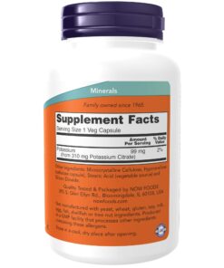 Alternative view of NOW Supplements, Potassium Citrate 99 mg, Supports Electrolyte Balance and Normal pH*, Essential Mineral, 180 Veg Capsules 180 Count (Pack of 1) Standard Packaging