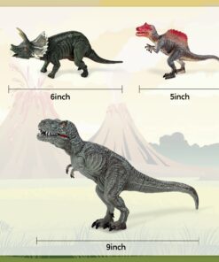 JOYIN Kids Dinosaur Toy, 18 Pcs 6" to 9" Realistic Dinosaur Figures with Movable Jaws Including T-Rex, Triceratops, Velociraptor, Etc, Kids Dinosaur Educational Toys, Christmas Birthday Gifts for Kid 33 71ndalRIg7L