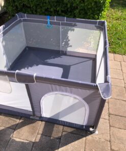 Tmsene Baby Playpen, Playard for Babies and Toddlers, Sturdy Safety Baby Fence with Breathable Mesh and Zipper Gates, Indoor & Outdoor Play Pens for Kids Activity Center (Grey) Grey 43 71neSO8X1IL