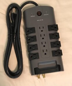Belkin Surge Protector Power Strip w/ 8 Rotating & 4 Standard Outlets - 8ft Sturdy Extension Cord w/ Flat Pivot Plug for Home, Office, Travel, Desktop & Charging Brick - 4320 Joules of Protection 1 Pack 47 71neoiNN8rL