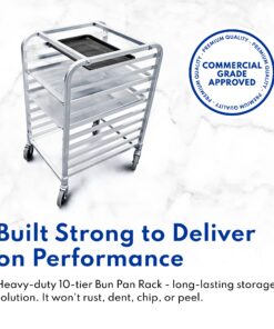New Star Foodservice 36510 Commercial-Grade Aluminum 10-Tier Sheet Pan/Bun Pan Rack, 26" L x 20" W x 38" H with Brake Wheels 26 x 20 x 38 22 71nfFrfsUoL