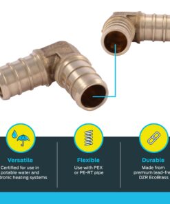 SharkBite 3/4 Inch Crimp 90 Degree Elbow, Pack of 10, Brass Plumbing Fitting, PEX Pipe, PE-RT, UC256LFA10 3/4 in., 10 pack 8 71ngGr8QMRL