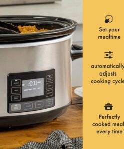 Slow Cooker Programmable 7 Quart - for Family Size 6-8 People, for 6-8 Lb Roast, Turkey, Entrees, Sauces, Stews & Dips with Auto Warm Setting, Timer & Locking Lid, Stainless Steel 8 71ngOS0fdUL