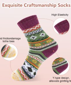 MORECOO Womens Winter Socks - Christmas Gift for Women - Thick Wool Socks Soft Warm Casual - Women Socks Gift Socks 5 Pairs 5-9 Multi-colors -2023 9 71nhmmkooeL