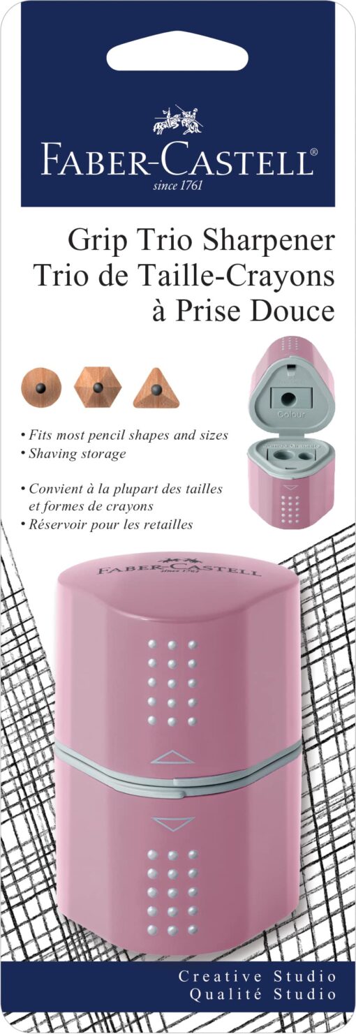 Faber-Castell Grip Trio Pencil Sharpener - Rose Shadows (Packaging May Vary)