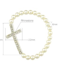 Emily lin Handmade Alloy Rhinestone White Bead Cross Stretch Bracelet 22 beads 6 71nkxghqk4L