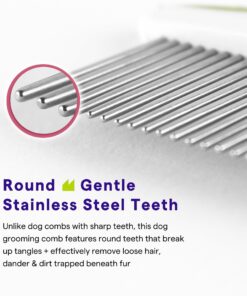 Dog Comb for Removes Tangles and Knots - Cat Comb for Removing Matted Fur - Grooming Tool with Stainless Steel Teeth and Non-Slip Grip Handle - Best Pet Hair Comb for Home Grooming Kit - Ebook Guide 23 71nlChIOp4L
