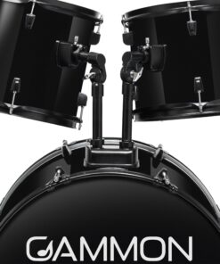 Gammon Percussion Full Size Complete Adult 5 Piece Drum Set with Cymbals Stands Stool and Sticks, Black 22 71nmwbw2ekL