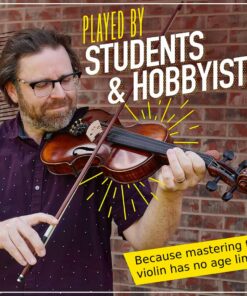 Mendini By Cecilio Violin - MV500+92D - Size 4/4 (Full Size), Black Solid Wood - Flamed, 1-Piece Violins w/Case, Tuner, Shoulder Rest, Bow, Rosin, Bridge & Strings - Adult, Kids Size: 4/4 (Full Size) 49 71no7M3RLJL