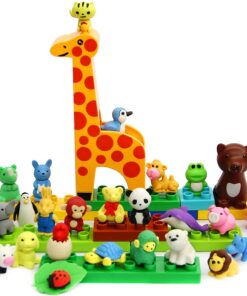 ROSYKIDZ 60PCS Animal Pencil Erasers Bulk for Kids, Take Apart Erasers Toys Desk Pet for Party Favors, Classroom Gifts for Students School Supplies Gift, Easter Basket Stuffers (Random) 60 24 71noMkqCgYL