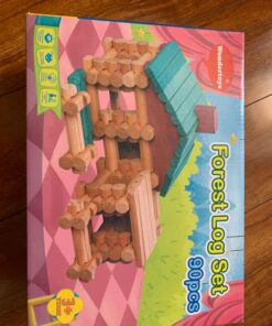 Joqutoys 90 Pcs Wood Building Blocks Toy for Toddlers, Classic Wooden Cabin Log Set Preschool Education Toy, Creative Construction Engineering Educational Toys for 3 4 5 6 Years Boys 24 71norbNmvIL