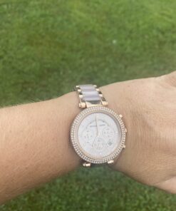 Michael Kors Parker Women's Watch, Stainless Steel and Pavé Crystal Watch for Women with Steel, Leather, or Silicone Band Blush/Rose gold 29 71nprkrfkRL