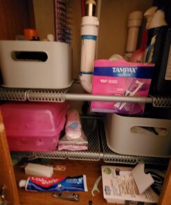 STORAGE MANIAC Under Sink 2 Tier Expandable (Width & Height) Shelf Organizer, Under Sink Organizer and Storage with 10 Removable Steel Panels for Kitchen, Bathroom - from 18.5 to 30 Inches, Silver 25 71nsvP lcTL