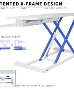 VIVO 36 inch Desk Converter, K Series, Height Adjustable Sit to Stand Riser, Dual Monitor and Laptop Workstation with Wide Keyboard Tray, White, DESK-V036KW 36" 24 71nuJJu2yNL