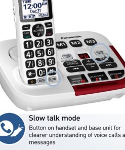 Panasonic Amplified Cordless Phone with Slow Talk, 40dB Volume Boost, 100dB Loud Visual Ringer, Hearing Aid Compatibility, Large Screen and Backlit Keypad - KX-TGM420W - 1 Handset (White) White 10 71nvax7AOGL