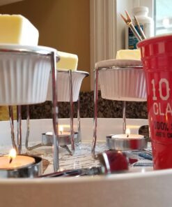 PrepWorks by Progressive 5-Ounce Ceramic Butter Warmer Home Fondue Set with Stands, Candles, and Cups, White 26 71nwsG4B8sL