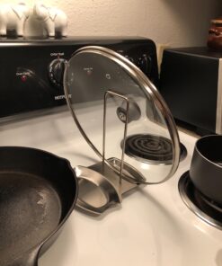 Yummy Sam Pot Lid Holder and Spoon Rest, Stainless Steel Utensils Lid Spoon Holder Ladle Rest Pot Lid Rack Shelf Stand Holder Multifunctional Storage Rack Stove Organizer (Silver) 51 71nxhnepUtL