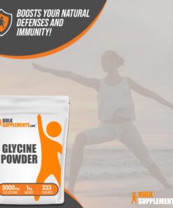 BULKSUPPLEMENTS.COM Glycine Powder - L-Glycine Powder, Glycine Supplements, Glycine 3000mg - Glycine Amino Acid, Pure & Gluten Free - 3000mg per Serving, 1kg (2.2 lbs) 333 Servings (Pack of 1) 14 71nzIhDGmXL 2