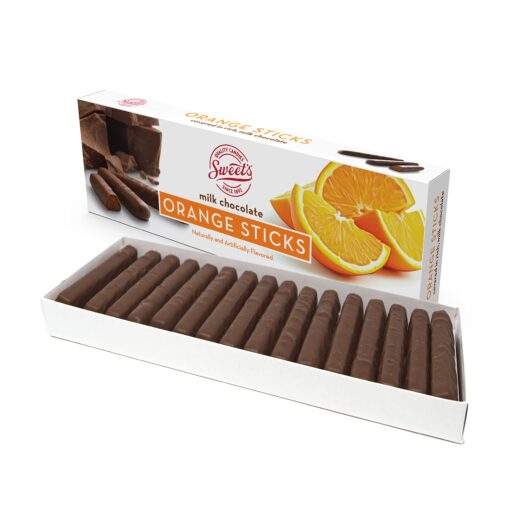 Sweet Candy Milk Chocolate Orange Sticks - Chocolate Covered Candy - Orange Flavor With Rich Chocolate Coating - Old Fashioned Sweet Treat - One (1) 10.5oz Box 10 Ounce (Pack of 1)