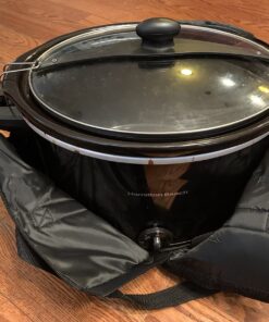 Hamilton Beach Portable Slow Cooker Travel Bag, Insulated Carrier Case for 4, 5, 6, 7 & 8 Quart Crock, Internal Mesh Net Holds Pot in Place, Compatible with Other Brands, Black (33002) 37 71o aXqm5EL