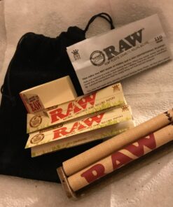 Raw King Size Organic Deal - King Size Slim Organic Rolling Papers, 110mm Rolling Machine and Wide Filter Tips INCLUDES Black Velvet Pouch 25 71o lN0uGFL