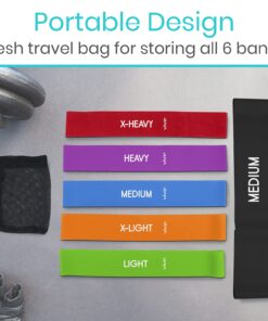 Vive Loop Bands (6 Pack) - Multi Resistance Straight Elastic Set - Stretch Kit for Men, Women, Toning Hip, Butt, Arm, Leg, Booty, Physical Therapy Yoga, Pilates Strength Training - Gym, Home Workout 14 71o0eID3CRS