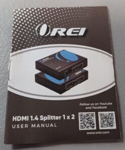 OREI HDMI Splitter 1 in 2 Out - 1x2 HDMI Display Duplicate/Mirror - Powered Splitter Full HD 1080P, 4K @ 30Hz (One Input To Two Outputs) - USB Cable Included - 1 Source to 2 Identical Displays 56 71o0wmrsw L