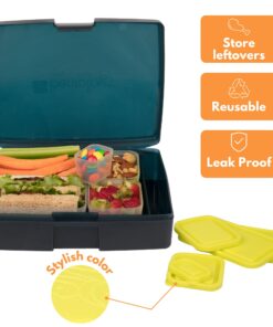 Alternative view of Bentology Bento Lunch Box with 5 Removable Containers – Includes Measurements for Portion Control – On-the-Go Meal and Snack Packing (Translucent Midnight) Translucent Midnight