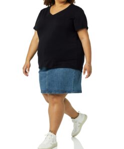 Amazon Essentials Women's Classic-Fit Short-Sleeve V-Neck T-Shirt, Multipacks 2 Black X-Small 10 71o17QM3F4L