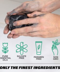 Southern Natural Activated Charcoal Soap Bar (3 Pack) Charcoal Face Soap, Acne Soap and Body Soap For Sensitive Skin. Made With Dead Sea Mud, Goat Milk & Peppermint Essential Oil. 4-4.5 oz bars 4 Ounce (Pack of 3) 17 71o26TOHw2L