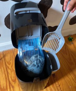 Litter Genie Plus Pail (Black) | Cat Litter Waste Disposal System for Odor Control | Includes 1 Square Refill Bag 55 71o2MozneRL