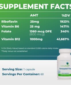 Seeking Health HomocysteX Plus, Active B Complex Vitamin Supplement to Support Homocysteine Level and Methylation, Vitamin B12, Folate (as L-methylfolate), MTHFR Gene Support, Vegetarian (60 capsules) 18 71o2jFfe6DL