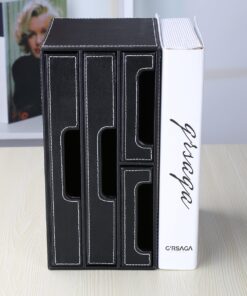 KINGFOM PU Leather Desk Organizer with 4 Drawers Small, Desktop Organizer Drawer for Office Supplies Accessories, Stationery Storage Box Bills Collection Holder Black Small Drawer Black 17 71o3NrzEaUL