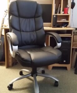 BestOffice Office Chair Cheap Desk Chair Ergonomic Computer Chair with Lumbar Support Arms Headrest PU Leather Modern Rolling Swivel Executive Chair for Back Pain Women Men Adults,Black Black 44 71o3mAigA6L