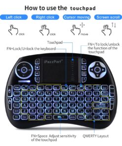 (Newest Upgrade) iPazzPort Mini Bluetooth Keyboard with Touchpad (Handheld Keyboard), Backlit Mini Wireless Keyboard with 2.4G USB Dongle for Google/Android TV Box/FireStick/Laptop/PC KP-21SM Bluetooth&2.4RF 23 71o45hJ0cnL