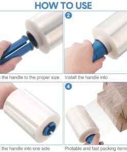 8 Pcs Stretch Wrap Moving Supplies 5" x 1000 ft Plastic Wrap Roll with 2 Handles Clear Cling Wrap Shrink Film Self Adhering Shipping Wrap for Packaging Bounding Storing Pallet Furniture Glass 8 10 71o4FICvTL 1