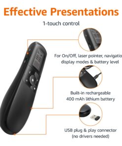 Amazon Basics Wireless Presenter, Green Laser with Timer, 2.4GHz, Lithium Battery Operated 7 71o5FQWm9HL