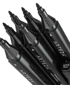 ARTEZA Black Fabric Markers, Set of 6, Dual-Tip Permanent Laundry Pen Set, Art Supplies to Create Fade-Proof Designs on Shirts, Shoes & Canvas 11 71o68f0cLHL