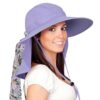 Solaris Floral Scarf Wide Brim Women's Sun Hat, with Neck Flap Foldable UV Protection Cap for Garden Beach Hiking One Size Purple 13 71o6O8eWYRS