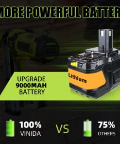 VINIDA 2Pack 18V 9.0Ah High Capacity Replacement for Ryobi 18V Battery Lithium P108 P105 P102 P103 P107 P109 P104 P122 Cordless Tools Battery Pack 11 71o6oUT09tL
