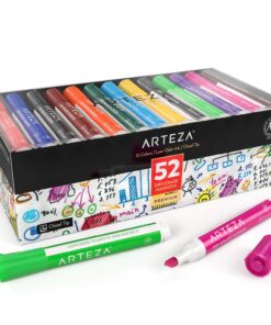 ARTEZA Dry Erase Markers, Bulk Pack of 52, Chisel Tip, 12 Assorted Colors with Low-Odor Ink, Whiteboard Pens, Office Supplies for Back to School, Office, Home, Classroom, Teachers Colored Set of 52 Pack 1