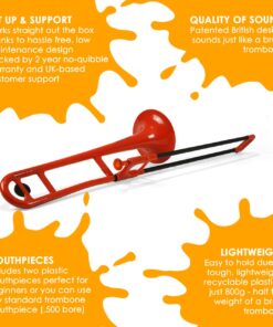pInstrument Plastic pBone Trombone - Mouthpieces and Carrying Bag - Lightweight Versatile, Comfortable Ergonomic Grip - Bb Authentic Sound for Student & Beginner - Durable ABS Construction - Red 8 71o8O3OG7SL