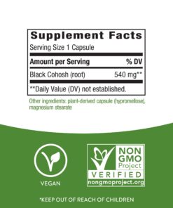 Nature's Way Black Cohosh Root, Traditional Support for Women's Health*, 540 mg, 180 Vegan Capsules 21 71o95o9CPLL