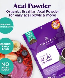 Navitas Organics Acai Powder, 8 oz Bag, 76 Servings — Organic, Non-GMO, Freeze-Dried, Gluten-Free 8 Ounce (Pack of 1) 12 71oBCmHpgRL