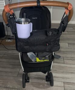 Britax Stroller Organizer with Insulated Cup Holders | Large Center Compartment with Magnetic Closure + 3 Outer Pockets + Folds with Stroller, No Removal Needed Black 28 71oBGVMWIL