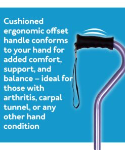 Carex Health Brands Ergo Offset Cane with Soft Cushioned Handle - Adjustable Walking Cane, Blue, 29-38 Inch (Pack of 1) 13 71oBa0 intS