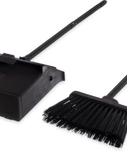 Carlisle FoodService Products Duo-Pan Upright Dust Pan and Broom Broom Set with Clip for Floor Cleaning, Restaurants, Office, And Janitorial Use, Plastic, 36 Inches, Black 36 Inches (Pack of 1) 30 71oDKrBX9vL