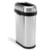 simplehuman 50 Liter / 13.2 Gallon Slim Open Top Trash Can, Commercial Grade Heavy Gauge Brushed Stainless Steel 50 Liter Slim 2 71oDqNLy2XL